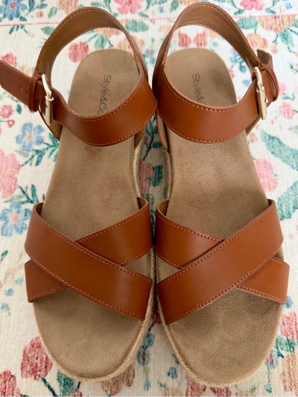 Style & Co. Women's Brown Leather Sandals